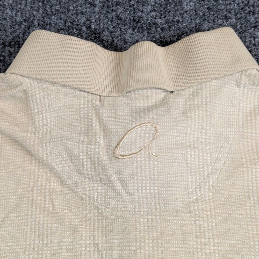 Aureus Bamboo Tech Mens Polo Shirt Tan Textured Plaid Short Sleeve Size L - Picture 4 of 14